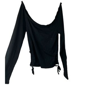 Grave Fame black Smocked Blouse Top size L